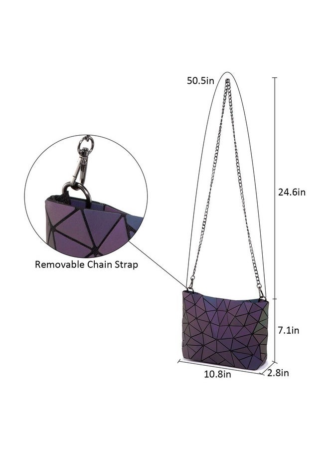 Lovevook Geometric Luminous Purses And Handbags For Women Holographic Reflective Crossbody Bag Wallet  - Image 5