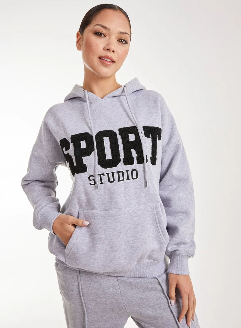 بينك فانيلا Sport Studio Textured Hoodie