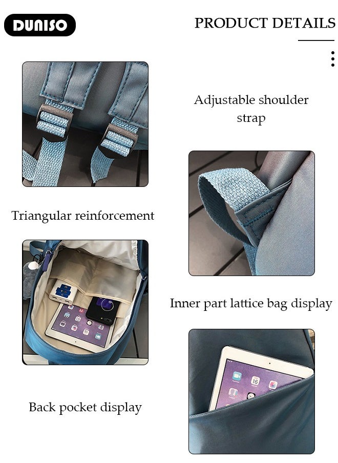 DUNISO Simple And Textured School Backpack With Zipper,Waterproof Backpack For Boys and Girls,Aesthetic Backpack With a Pendant Doll,College Student Laptop Bag,Lightweight And Large Capacity Travel Bag  - Image 3