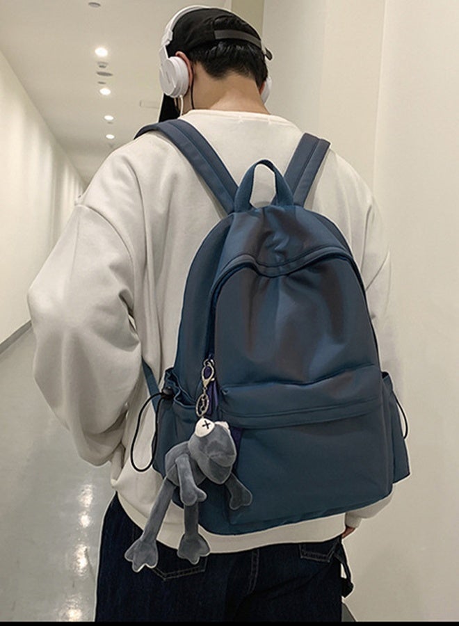 DUNISO Simple And Textured School Backpack With Zipper,Waterproof Backpack For Boys and Girls,Aesthetic Backpack With a Pendant Doll,College Student Laptop Bag,Lightweight And Large Capacity Travel Bag - Image 3