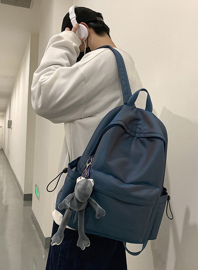 DUNISO Simple And Textured School Backpack With Zipper,Waterproof Backpack For Boys and Girls,Aesthetic Backpack With a Pendant Doll,College Student Laptop Bag,Lightweight And Large Capacity Travel Bag - Image 4