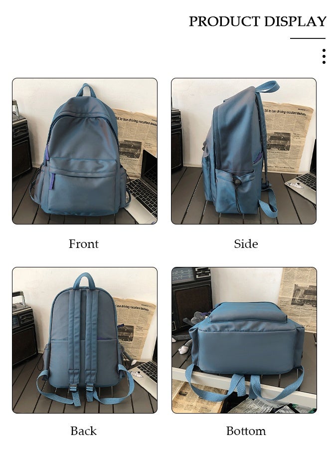 DUNISO Simple And Textured School Backpack With Zipper,Waterproof Backpack For Boys and Girls,Aesthetic Backpack With a Pendant Doll,College Student Laptop Bag,Lightweight And Large Capacity Travel Bag - Image 5