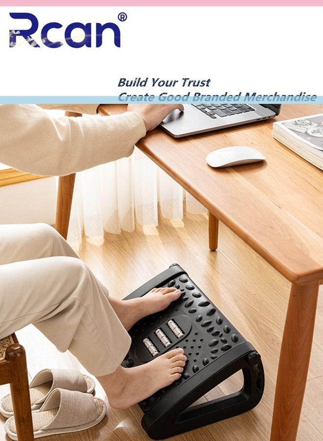 Rcan Foot Rest for Under Desk at Work Rocking Foot Stool Footrest Ergonomic Footrest for Office Chair with Massage Surface Foot Stool for Office Chair Home Airplane Travel Back Leg Pain Pressure Relief - Image 2