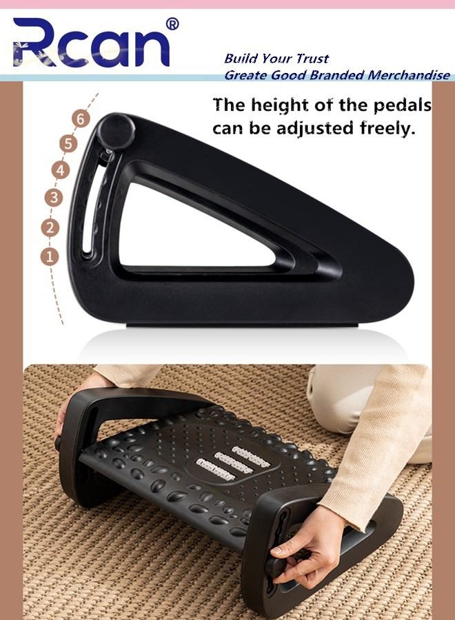 Rcan Foot Rest for Under Desk at Work Rocking Foot Stool Footrest Ergonomic Footrest for Office Chair with Massage Surface Foot Stool for Office Chair Home Airplane Travel Back Leg Pain Pressure Relief - Image 5