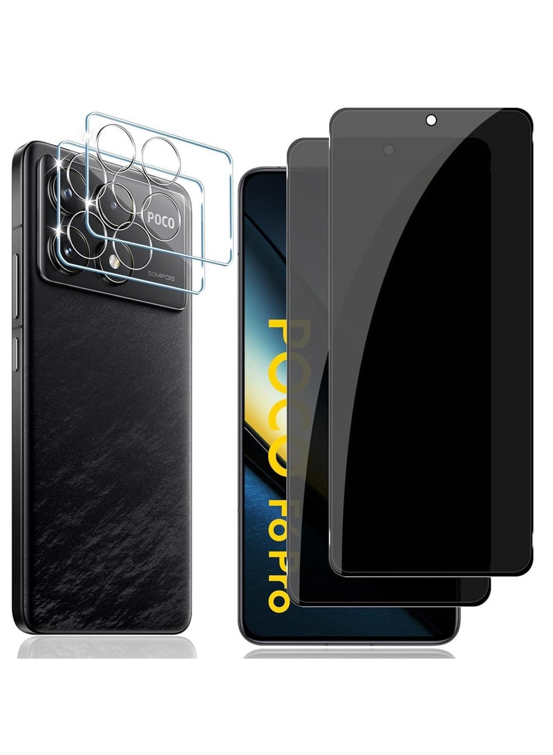 For Xiaomi POCO F6 Pro Privacy Screen Protector Tempered Glass Full Coverage HD Anti-Scratch Bubble-Free Tempered Film with Lens Protectors 4 Pack - Image 1