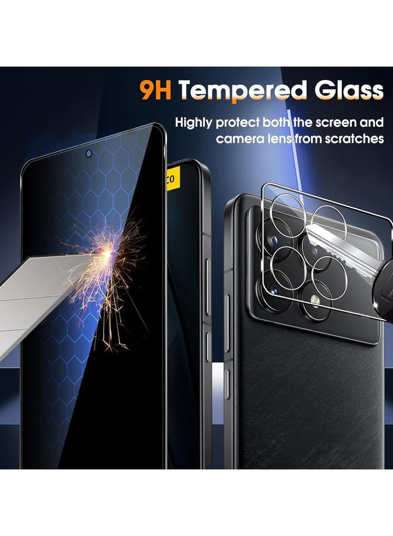 For Xiaomi POCO F6 Pro Privacy Screen Protector Tempered Glass Full Coverage HD Anti-Scratch Bubble-Free Tempered Film with Lens Protectors 4 Pack - Image 3