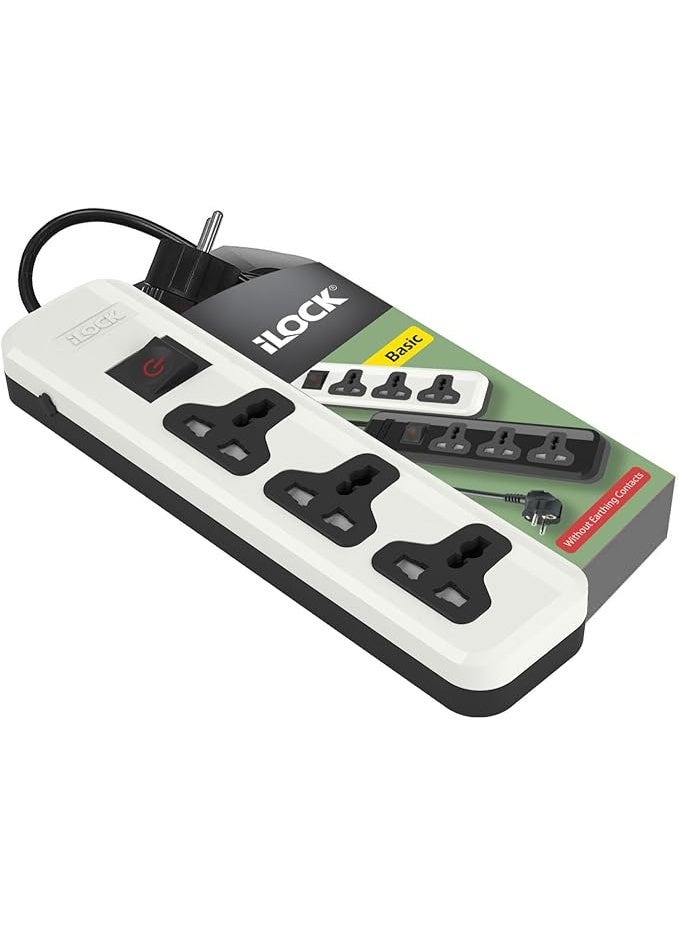 iLOCK power strip 3 universal outlets without earthing - (Basic) (Multicolor) - Image 1