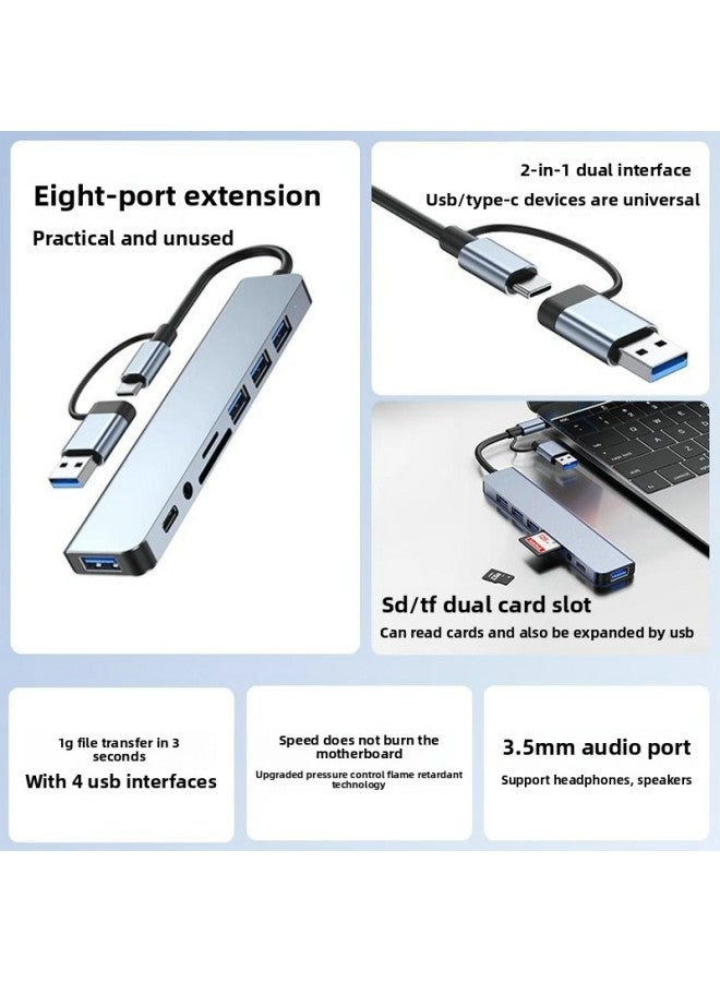 Two-to-seven Splitter Eight-in-one Docking Station Usb3.0 High-speed Transmission Hub Docking Station Multi-function Hub-Color:Type-c Four-in-one  - Image 3
