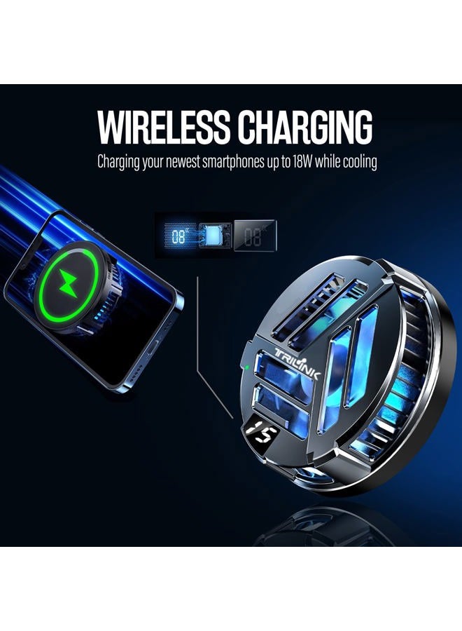 TRILINK Magnetic Phone Cooler with Wireless Charging, Phone Cooling Fan for iPhone/Android/iPad/Tablet - Phone Radiator for Gaming, Compatible with iPhone 12/13 MagSafe -RGB LEDs - Universal Clamp - Image 5