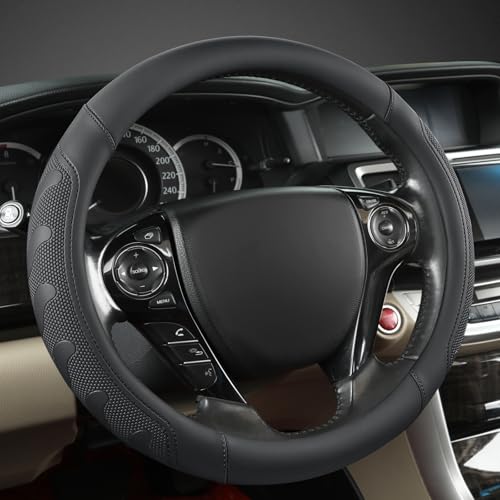 GIANT PANDA Microfiber Leather Steering Wheel Cover for Honda Accord,Civic,CR-V,HR-V,Pilot(Black-Standard Size) - Image 1