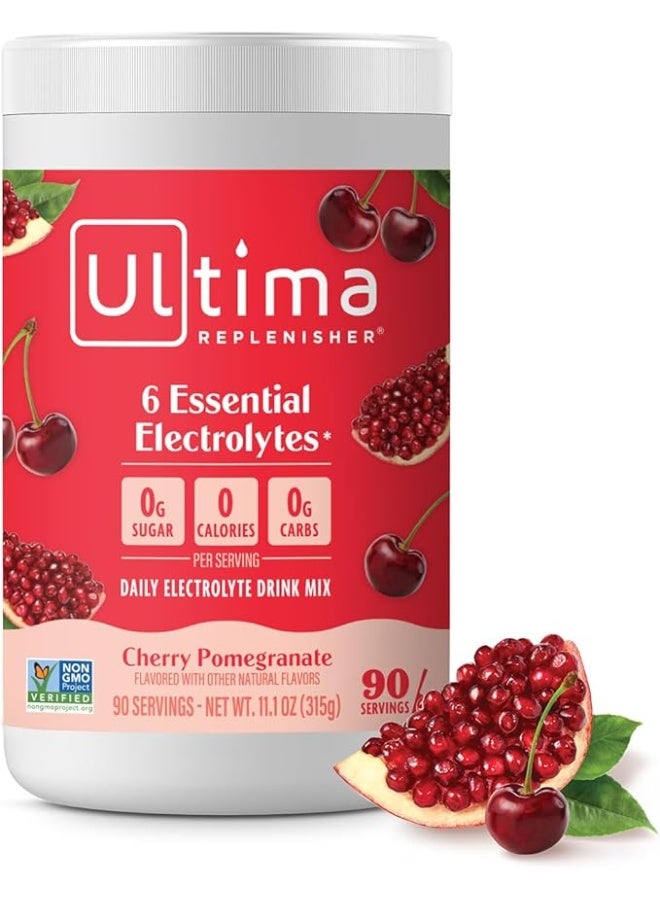 Ultima Replenisher Hydration Electrolyte Powder- 90 Servings- Keto & Sugar Free- Feel Replenished, Revitalized- Naturally Sweetened- Non- GMO & Vegan Electrolyte Drink Mix- Cherry Pomegranate | Zero S