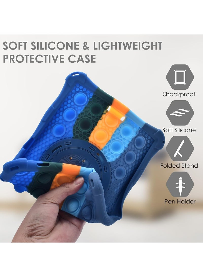 Case for Xiaomi Redmi Pad SE 11 inch 2023 Tablet, Kids Friendly Soft Silicone Adjustable Stand Cover for Xiaomi Redmi Pad SE 11 inches 2023 Released Tablet (colorful navy blue) - Image 4