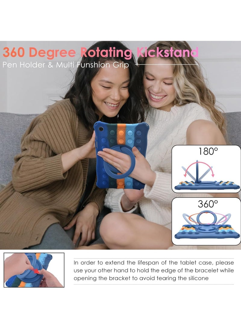 Case for Xiaomi Redmi Pad SE 11 inch 2023 Tablet, Kids Friendly Soft Silicone Adjustable Stand Cover for Xiaomi Redmi Pad SE 11 inches 2023 Released Tablet (colorful navy blue) - Image 3