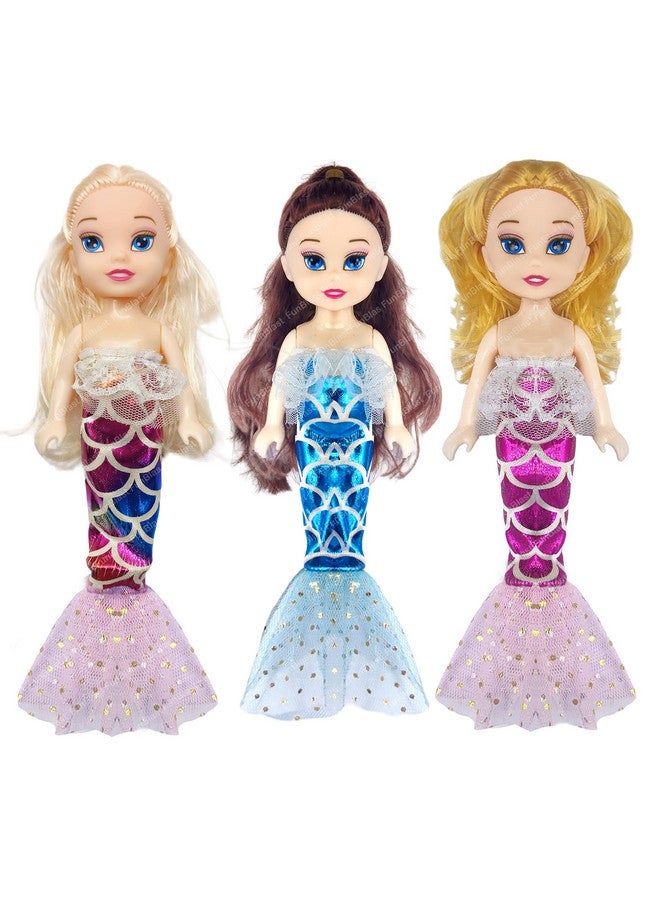 FunBlast Mermaid Doll Toys for Kids (Pack of 3 Pcs)- Doll Set for Girls- 20 CM Cute Realistic Dolls for Girls, Cute Dolls for Girls, Doll Toys for Kids (3 Pcs, Multicolor) (Dress Color May Vary) - Image 1