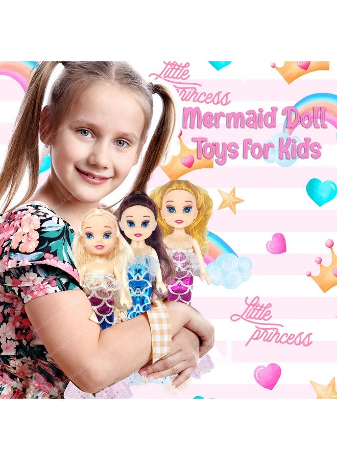 FunBlast Mermaid Doll Toys for Kids (Pack of 3 Pcs)- Doll Set for Girls- 20 CM Cute Realistic Dolls for Girls, Cute Dolls for Girls, Doll Toys for Kids (3 Pcs, Multicolor) (Dress Color May Vary) - Image 4