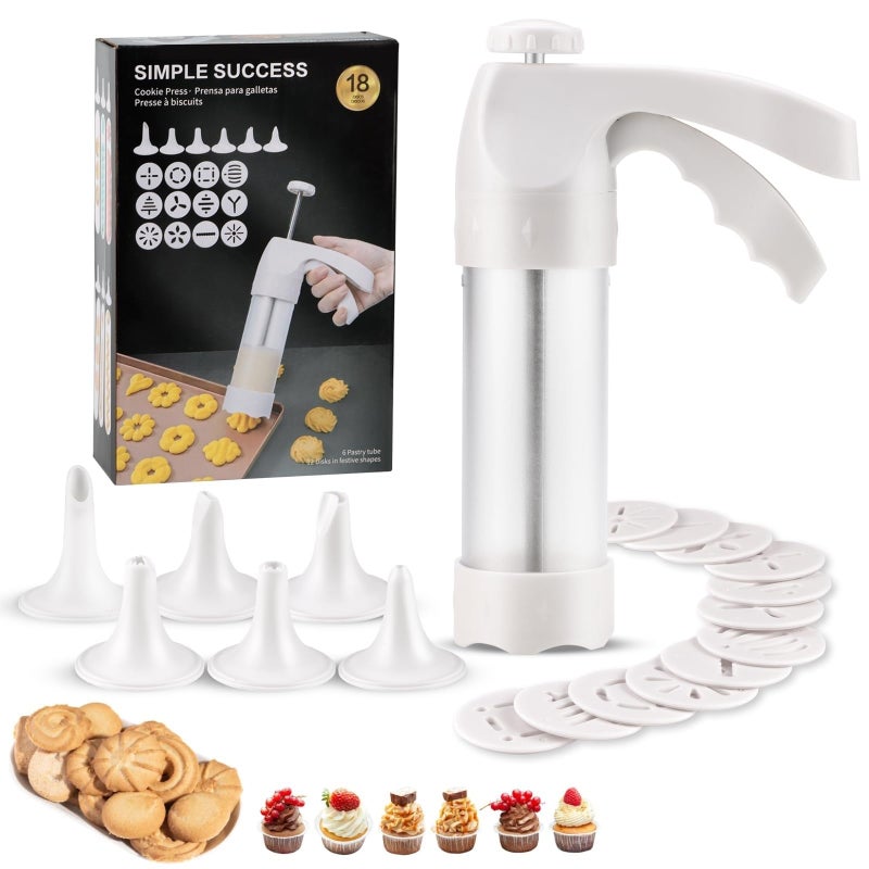 YOOUSOO YOOUSOO Cookie Press Gun Cookie Press Kit For Baking Decoration with 12 Cooking Discs and 6 Piping Tips Cookie Maker Machine for Christmas Party