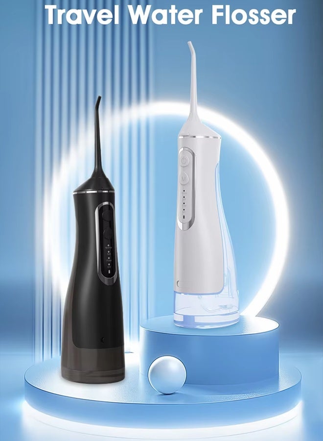 كيلو كيلو فولت جهاز تنظيف الأسنان بالماء اللاسلكي سعة 320 مل، جهاز تنظيف الأسنان المحمول، 4 أوضاع تنظيف و4 رؤوس نفث، مقاوم للماء والغبار بدرجة IPX8 - أبيض - Image 2