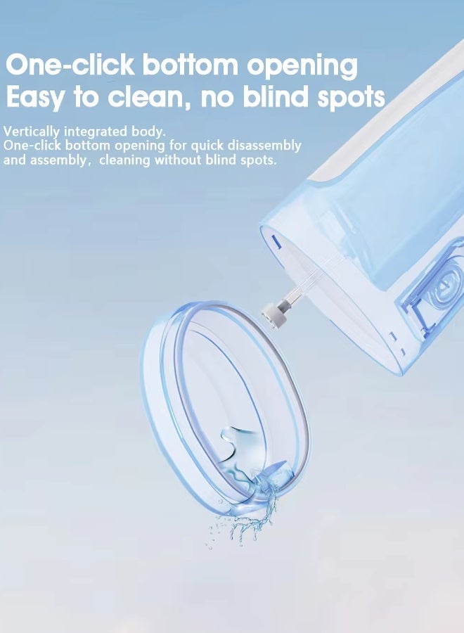 كيلو كيلو فولت جهاز تنظيف الأسنان بالماء اللاسلكي سعة 320 مل، جهاز تنظيف الأسنان المحمول، 4 أوضاع تنظيف و4 رؤوس نفث، مقاوم للماء والغبار بدرجة IPX8 - أبيض - Image 3