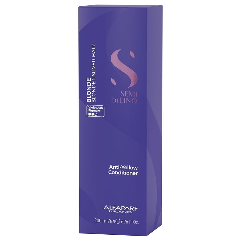 ALFAPARF MILANO Semi di Lino Blonde Anti-Yellow Conditioner for Blonde, Platinum and Silver Hair - Paraffin Free Purple Conditioner - Removes Yellow and Brassy Tones - Corrects Brassiness - Image 5
