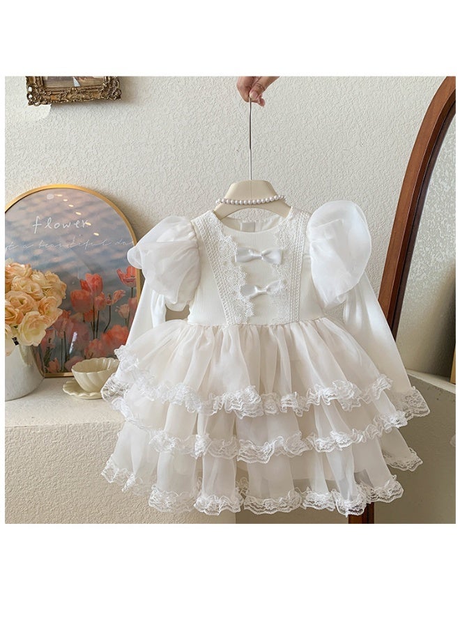 Baby Fall Long Sleeve Mesh Tutu Dress, Princess Kids Fashion Party Dresses - Image 1