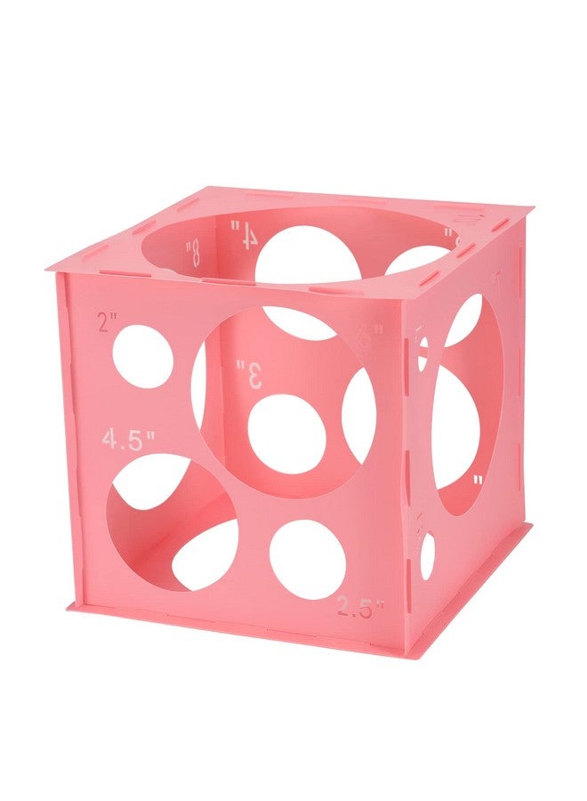 Pllieay 14 Holes Balloon Sizer Box Cube, Pink Plastic Balloon Measurement Box, Collapsible Balloon Sizer Tool with Instructions for Balloon Decoration, Balloon Arch, Balloon Columns, 1-10 Inch - Image 1