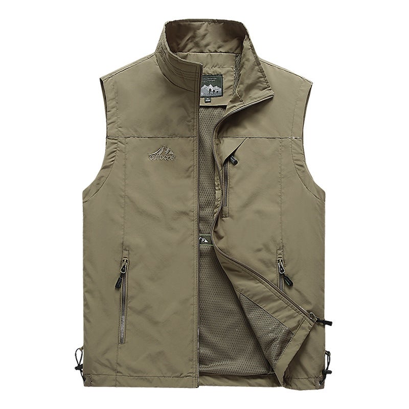 Middle-Aged And Elderly Quick-Drying Vest Outdoor Multi-Pocket Sports Cardigan Casual Vest Loose Large Size Multi-Flap Pocket Pants Jacket - Image 1