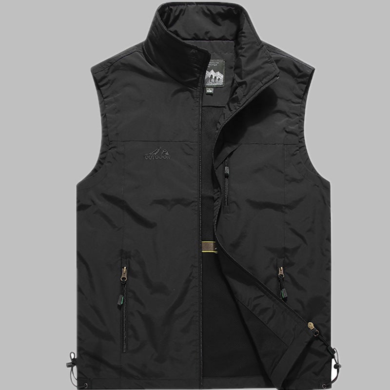 Middle-Aged And Elderly Quick-Drying Vest Outdoor Multi-Pocket Sports Cardigan Casual Vest Loose Large Size Multi-Flap Pocket Pants Jacket - Image 4
