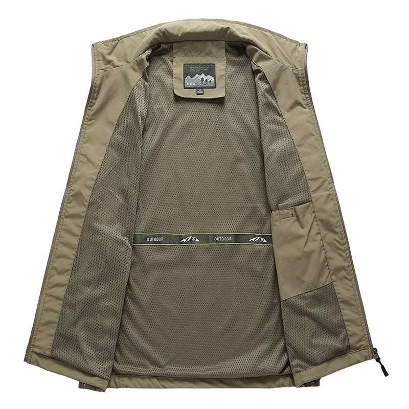Middle-Aged And Elderly Quick-Drying Vest Outdoor Multi-Pocket Sports Cardigan Casual Vest Loose Large Size Multi-Flap Pocket Pants Jacket - Image 5