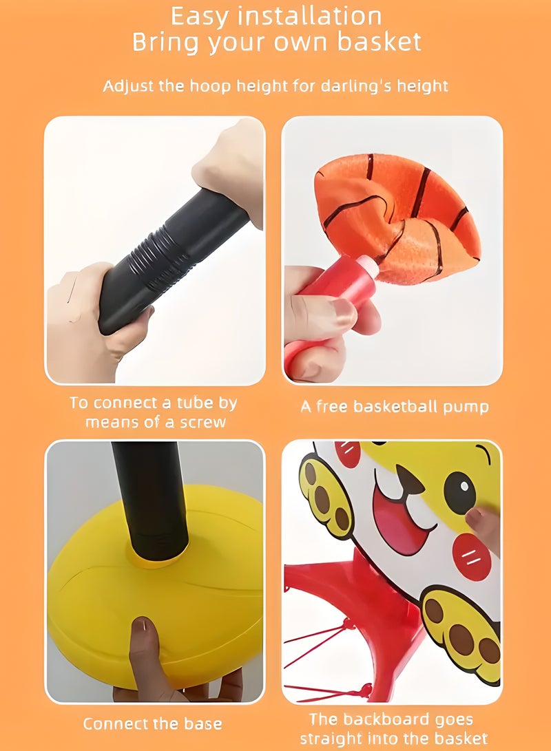 ليكسادا طقم طوق كرة السلة للأطفال بارتفاع قابل للتعديل مع كرة ومضخة - لعبة رياضية محمولة للأطفال في الأماكن المغلقة/المفتوحة للأطفال من سن 3-6 سنوات - حامل كرة سلة سهل التركيب مع لوحة خلفية كرتونية - Image 4