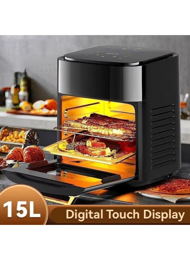 15L Multi-Function Electric Oven & Air Fryer with Viewing Window | Large Capacity Baking Machine, Assorted Colors