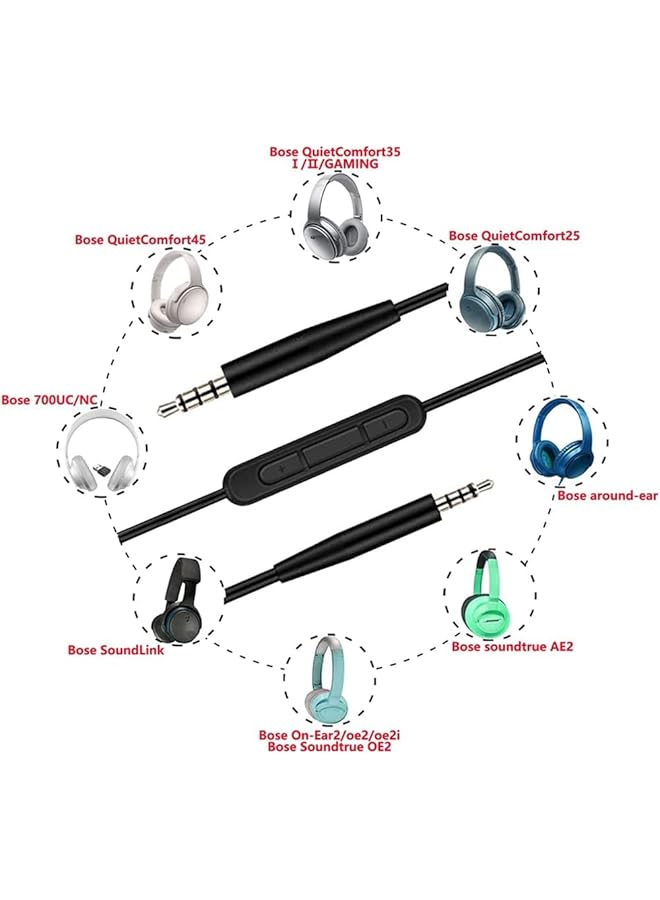 Replacement Mic Cable For Bose 700 Quiet Comfort Qc45 Qc35 Qc25 Soundtrue Oe2 Ae2 Headphones Extension Cord With In Line Microphone Volume Control 3.5Mm To 2.5Mm - Image 2