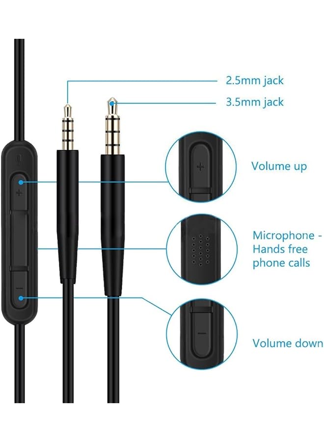 Replacement Mic Cable For Bose 700 Quiet Comfort Qc45 Qc35 Qc25 Soundtrue Oe2 Ae2 Headphones Extension Cord With In Line Microphone Volume Control 3.5Mm To 2.5Mm - Image 3