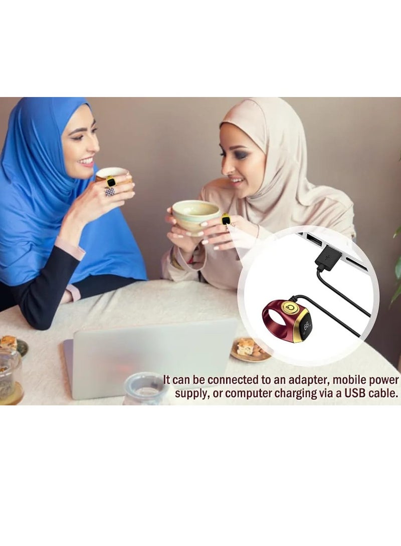 إيكيبلا خاتم الذكر حلقة ذكية مقاس 20 ملم مع منبه للاهتزاز وعداد تسبيح واتصال بلوتوث وتطبيق IQIBLA و5 تذكيرات يومية للصلاة - Image 2