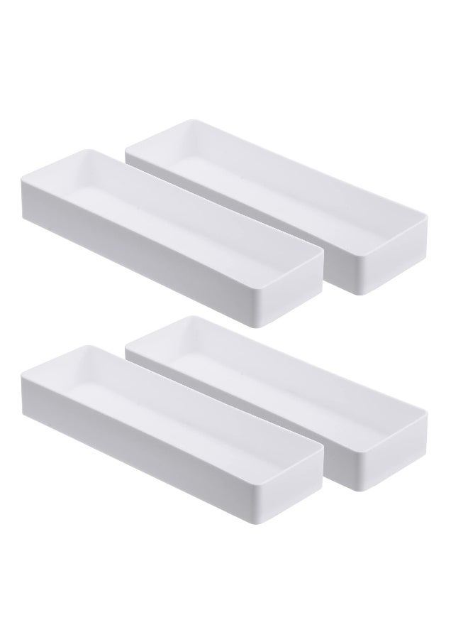 Generic 2 Pack Plastic Drawer Organizer, 9.5 x 3 x 1.4 In Tabletop Organizer Tray Stationery Holder White Half Accessory Tray Stackable Storage Container For Vanity Office Home Utensils Gadgets Shelf Kitchen  - Image 1