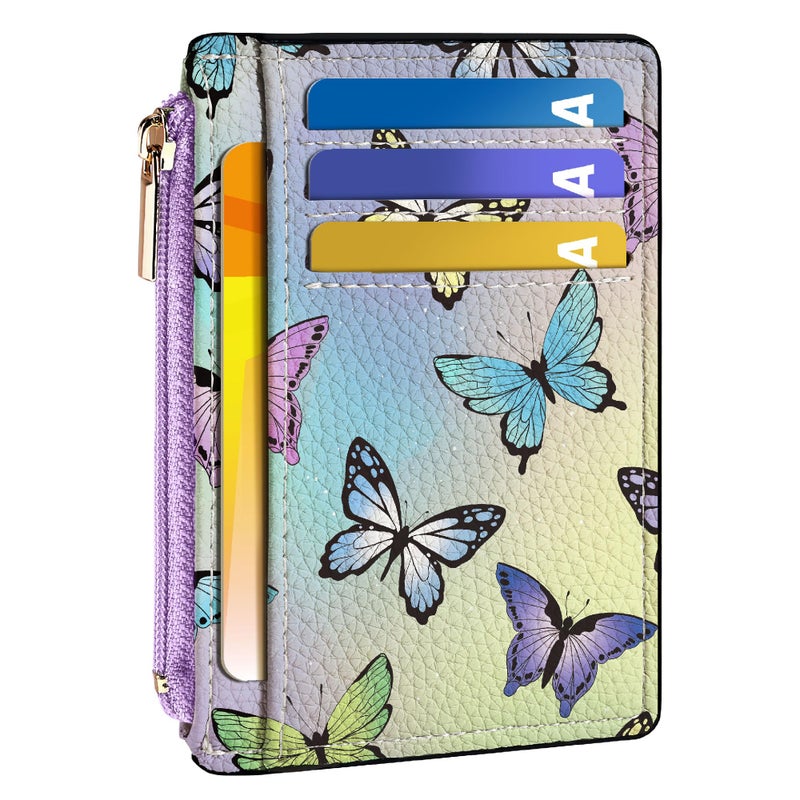 Tipmile Credit Card Holder for Women Slim Minimalist Front Pocket RFID Blocking Wallet Small Compact Card Case with ID Window, Butterfly - Image 1
