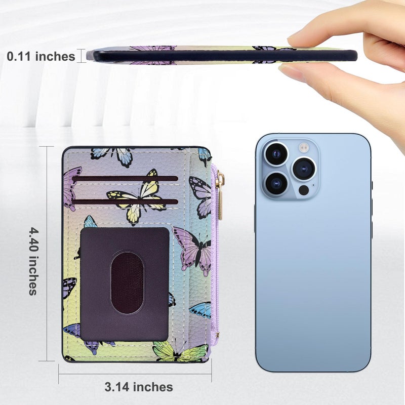 Tipmile Credit Card Holder for Women Slim Minimalist Front Pocket RFID Blocking Wallet Small Compact Card Case with ID Window, Butterfly - Image 5