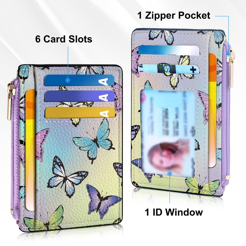 Tipmile Credit Card Holder for Women Slim Minimalist Front Pocket RFID Blocking Wallet Small Compact Card Case with ID Window, Butterfly - Image 3