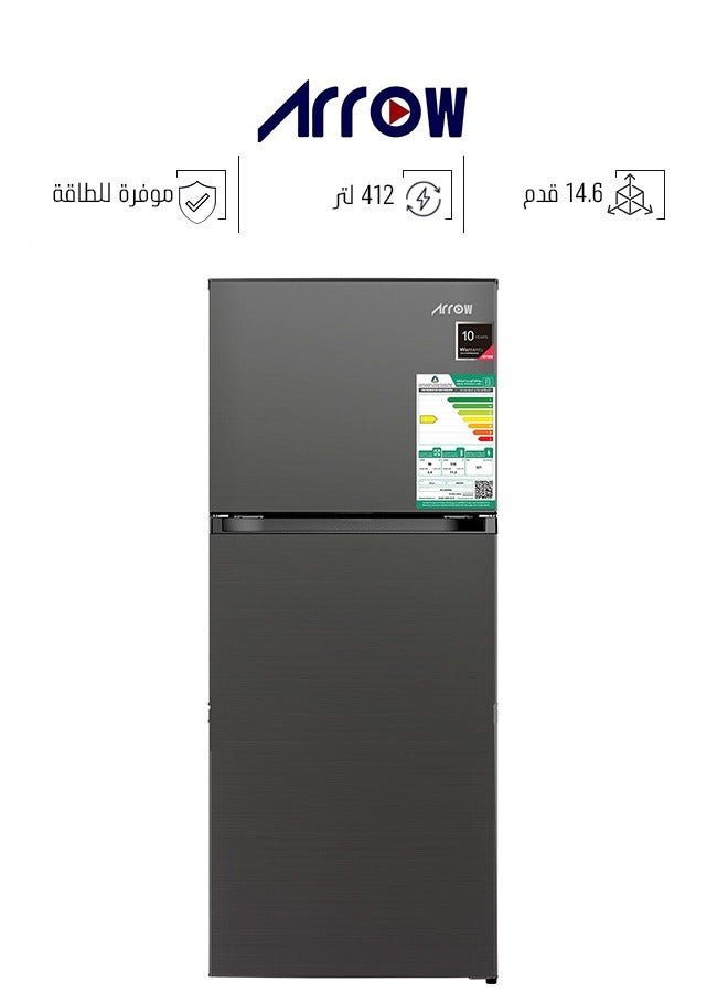 ارو ثلاجة نوفروست باب مزدوج - 412 لتر - 14.6 قدم - ضاغط انفرتر، اينوكس - سيلفر - RO-585RNS - Image 1