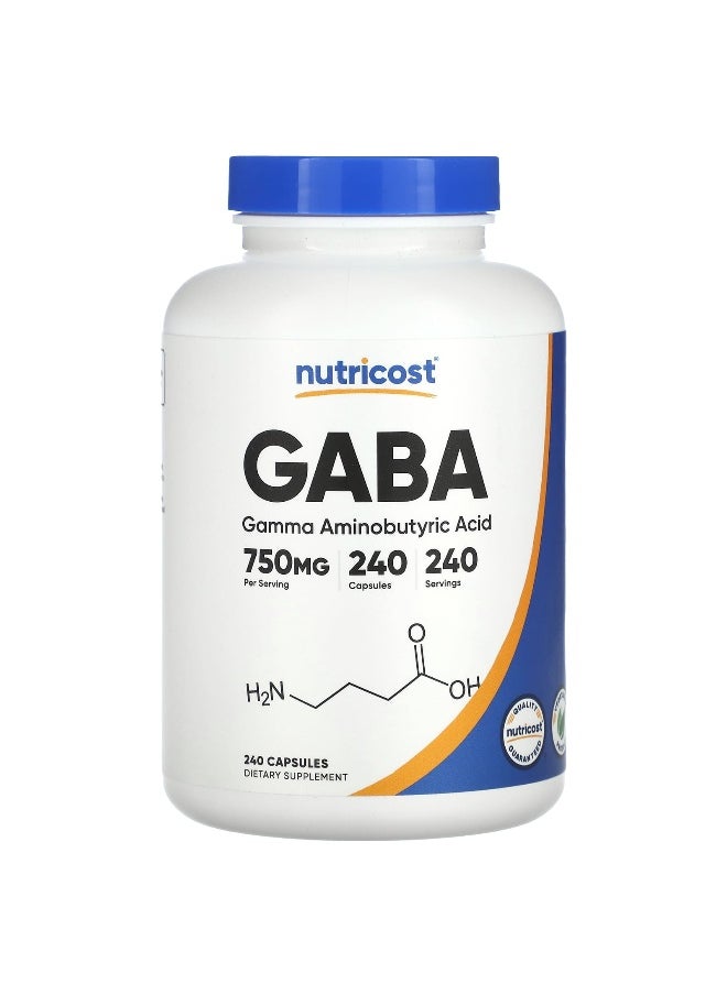 Nutricost - Nutricost, GABA, 750 mg, 240 Capsules - Image 1