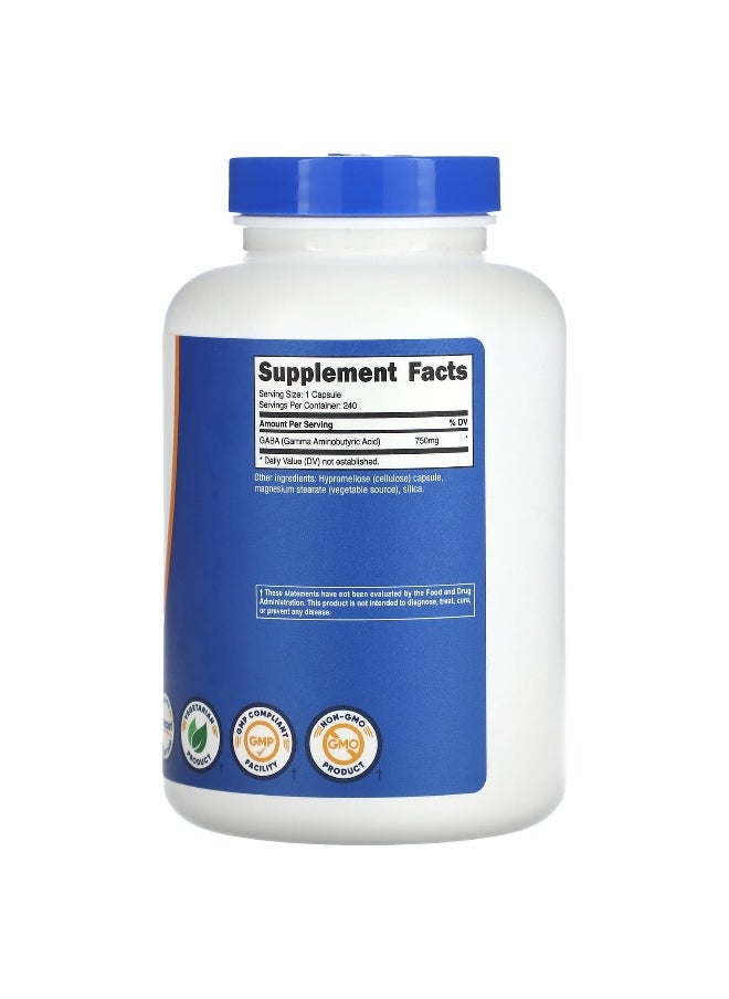 Nutricost - Nutricost, GABA, 750 mg, 240 Capsules - Image 1