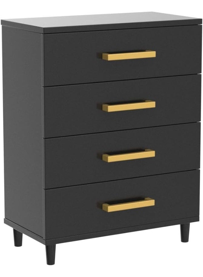 دولاب ملابس خشبية مكونة من 4 ادراج من ايه دبليو كيو ام، مناسبة لتخزين ملفات عصرية واسعة لغرفة النوم وللمكتب ولغرفة المعيشة (اسود) - Image 5