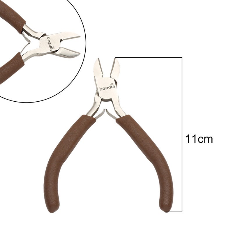 Handmade DIY Tool Pliers Multifunctional Punching Pliers Jewelry Toothless Pointed Nose Pliers Oblique Wire Cutting Pliers Hardware Tools #50 carbon steel brown handle diagonal pliers 