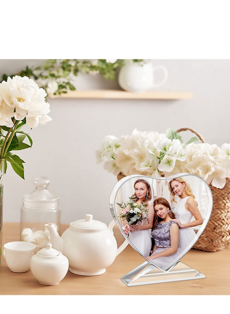 Excefore Sublimation Blanks Crystal Canvas Set,Decorative Heat Transfer Photo Frames for Custom Tabletop Creations (2 Pcs, Heart-Shaped, 3.94 x 3.94 x 0.71 Inch) - Image 2