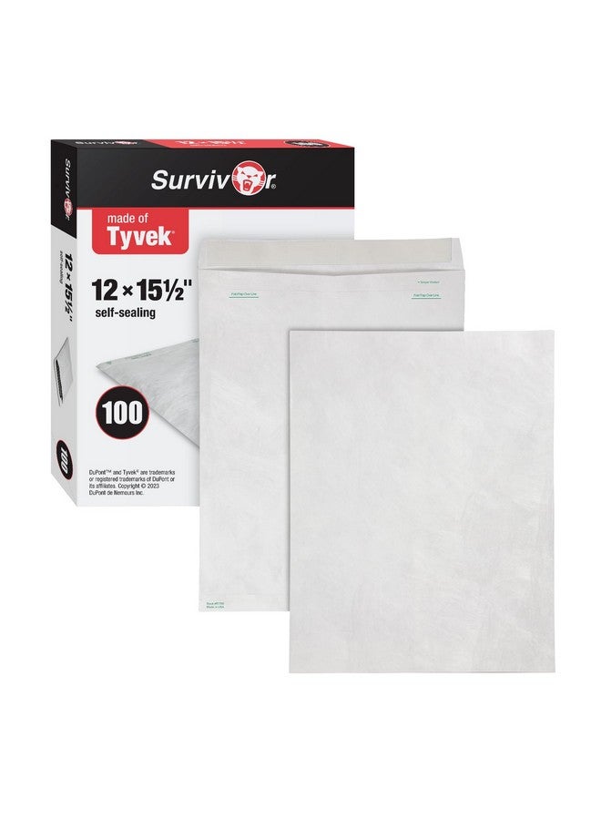 Quality Park Survivor Tyvek Shipping Envelopes, 12" X 15-1/2", Made With Lightweight And Strong Dupont Material, Peel And Seal Closure, White Shipping Envelopes, 100 Per Box (Quar1790) - Image 1