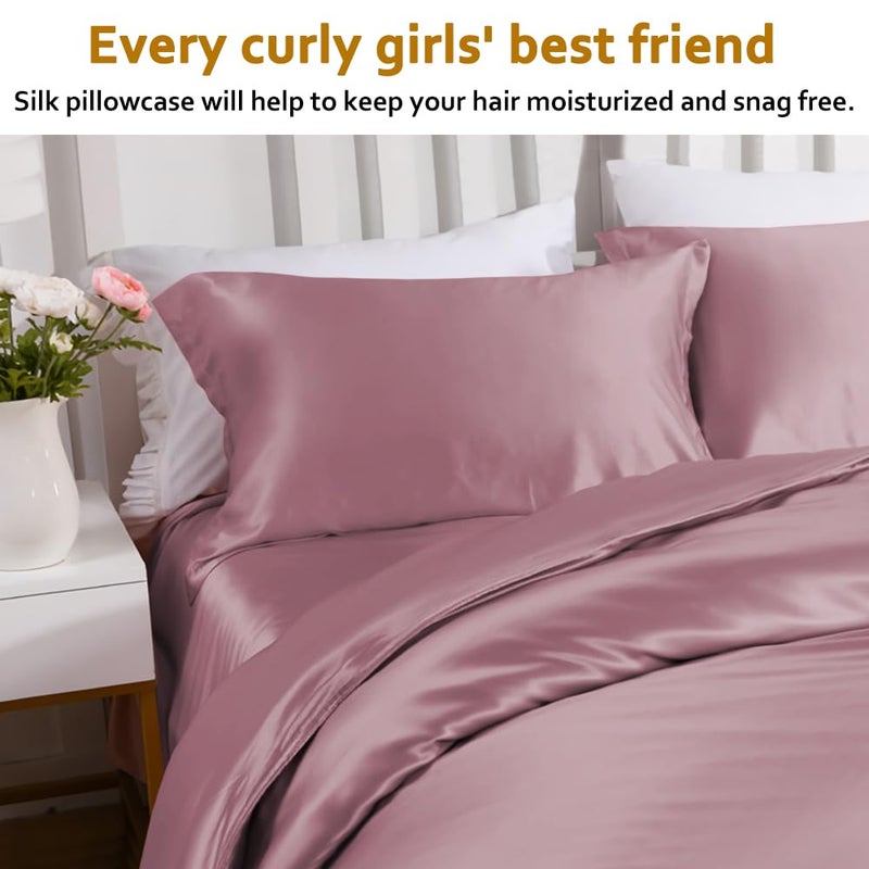 Ravmix Silk Pillowcase for Hair and Skin with Hidden Zipper  Ravmix Both Sides 21Momme Mulberry Silk Cooling Pillow Case Standard Size 20?26inches  1PCS  Dark Pink - Image 5