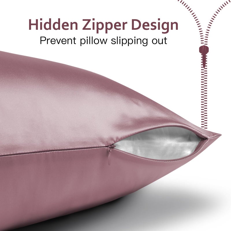 Ravmix Silk Pillowcase for Hair and Skin with Hidden Zipper  Ravmix Both Sides 21Momme Mulberry Silk Cooling Pillow Case Standard Size 20?26inches  1PCS  Dark Pink - Image 4