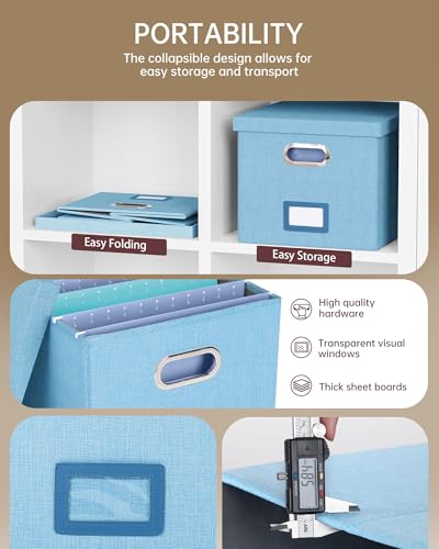 Oterri File Organizer, File Box, File Cabinet for Letter File Folder Storage, Portable Storage Bins with Lids for Office/Decor/Home,Document Organizer, 1 Pack,Sky-blue-Box Only - Image 2