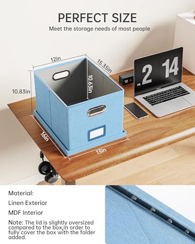 Oterri File Organizer, File Box, File Cabinet for Letter File Folder Storage, Portable Storage Bins with Lids for Office/Decor/Home,Document Organizer, 1 Pack,Sky-blue-Box Only - Image 3