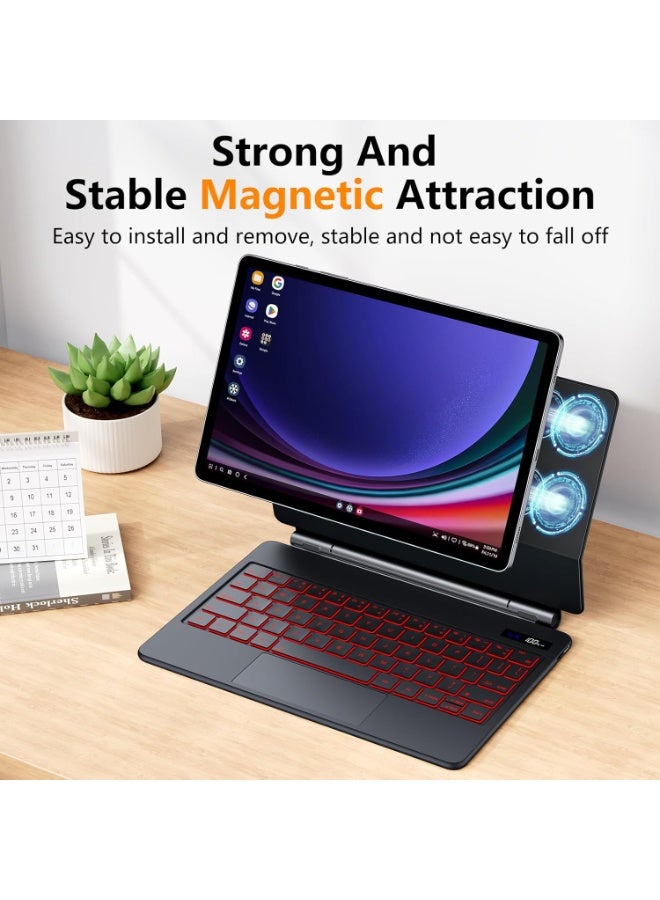 آرترابيت حافظة لوحة مفاتيح لهواتف Samsung Galaxy Tab S10 Lite/S10/S9 FE مقاس 10.9 بوصة و S11/S9/S8/S7 مقاس 11 بوصة، حافظة لوحة مفاتيح مع حامل مغناطيسي عائم، شاشة رقمية، لوحة تتبع متعددة اللمس، إضاءة خلفية بـ 7 ألوان - Image 5