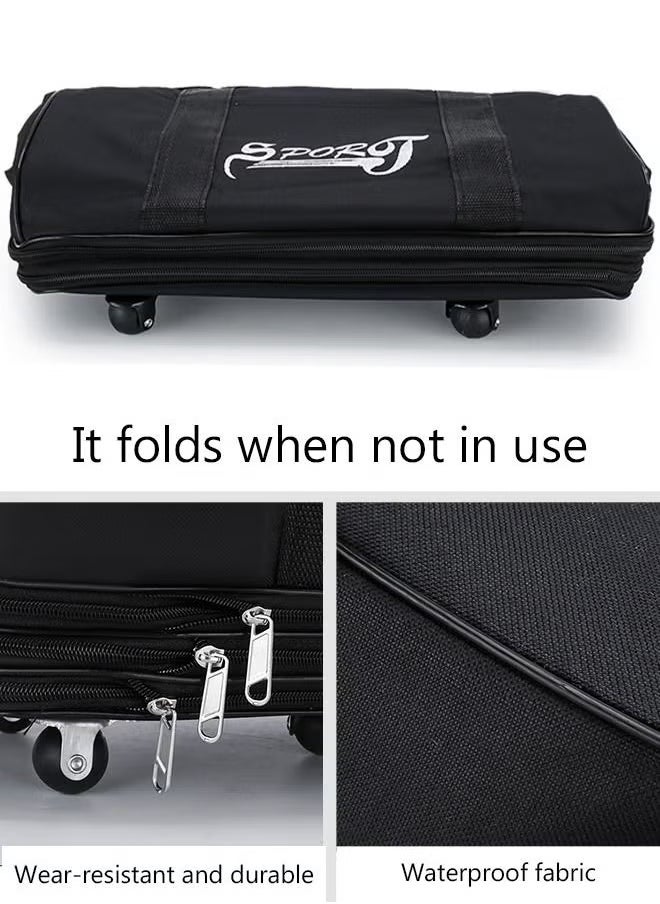 Generic Foldable Rolling Duffle Bag With Wheels Expandable Carry On Luggage Bag Lightweight Suitcases Waterproof Luggage Bag Duffel Bag for Men and Women (Black)  - Image 5